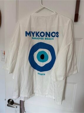 Missguided + White Tee with Blue Graphic